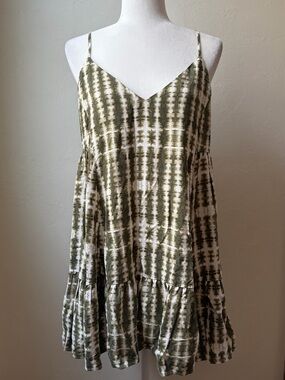 Urban Outfitters Green Tie Dye Babydoll Tank Dress Flowy Boho Medium